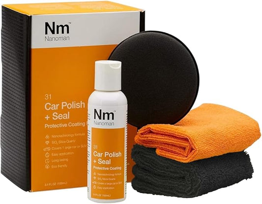 Nano Ceramic (SiO2) Car Polish +Seal. 100mL Kit Complete with Easy Application Nano Polish Application pad and polishing Cloths.