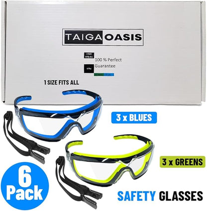 TAIGAOASIS 2 PCS Safety Glasses for Men & Women, ANSI and CE Certified, Adjustable, Anti-Fog Clear Lenses,