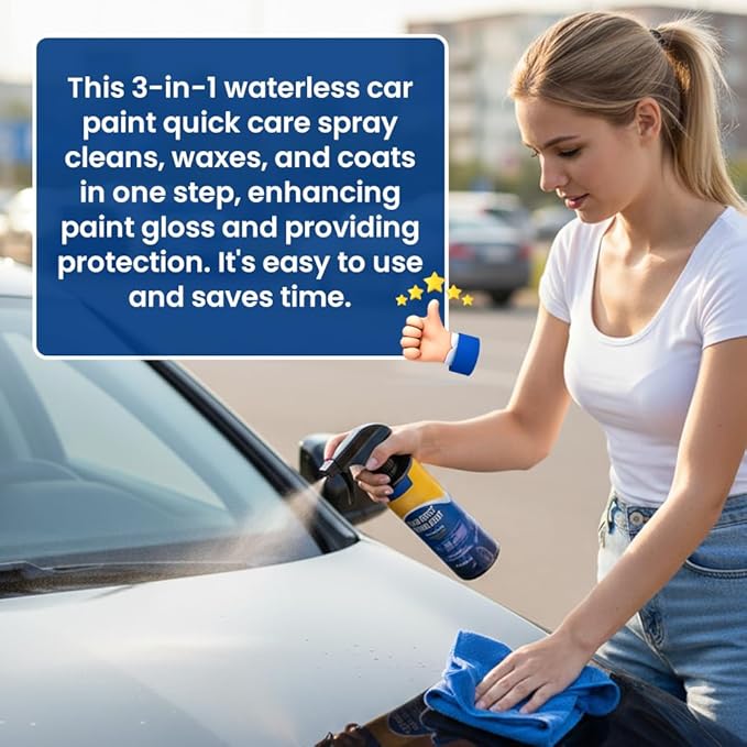 Car Coating Spray, Quick Effect Ceramic Wax Polish, All-in-One Waterless Wash & Scratch Repair Spray, Removes Oil Film, Enhances Gloss & Hydrophobic Protection, 250ml x 3 Pack
