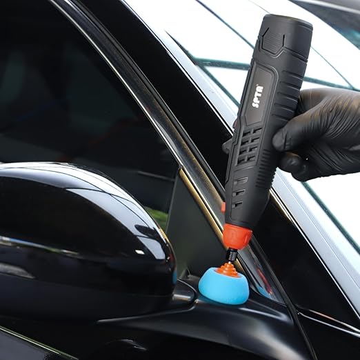 Cordless Rotary Tool, SPTA Powerful Mini Detail Polisher Kit, 36Pcs 12V Li-ion Battery 5,000-25,000 RPM Micro Auto Detailing Car Polisher Polishing Foam Pad Set for Buffing Polishing Sanding Cleaning