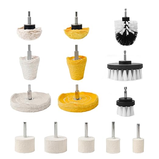 Unicaravan Aluminum Wheel Polishing Kit for Drill Buffing Wheel for Car Motorcycle Wheel Rim Manifold Polishing for Stainless Steel Chrome Wood Plastic Ceramic Glass Woods Machine Jewelry etc 14PCS