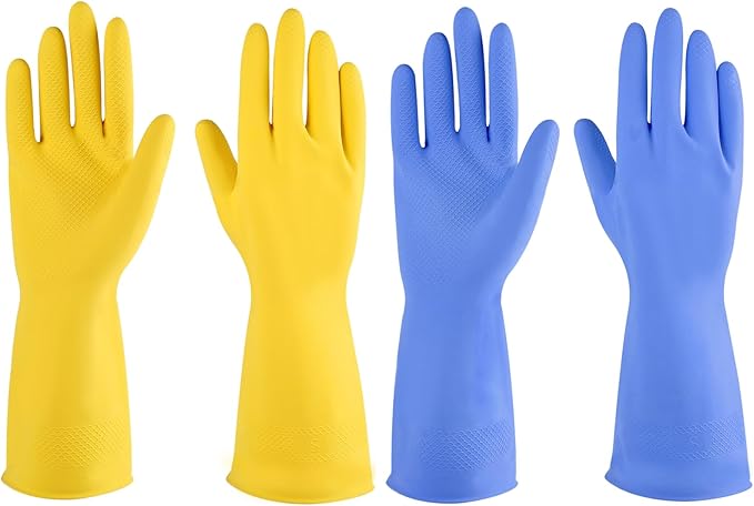 IUCGE Rubber gloves dishwashing 2 or 4 Pairs for Kitchen,Cleaning gloves for household Reuseable.
