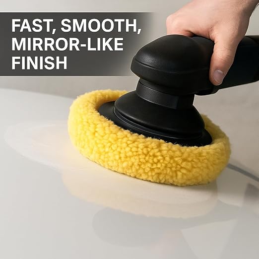 HI-Buff 7.5" Wool Polishing Pad 2-Pack – Blended Wool Buffing Pads for Cars, Boats & RVs – Hook & Loop Backing – Removes Swirls, Micro Scratches, Fine Defects