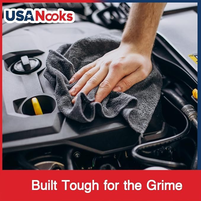 USANOOKS Microfiber Cleaning Cloth - 1200 Washes, Ultra Absorbent Towels Grip Root Weave Grime - 50pack - Black