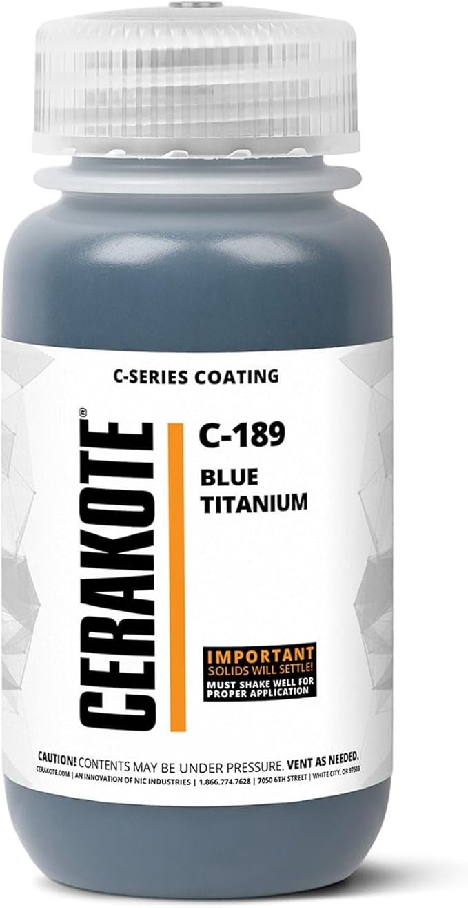 CERAKOTE® ( AIR CURE C-SERIES BLUE TITANIUM [ 32oz ] C-189Q Performance Ceramic Technology + Color on All- Metals, Polymers + More