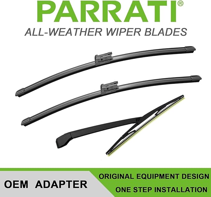 PARRATI® Premium Windshield Wipers with Rear Wiper Blades Arm Replacement for 2023-2016 Mazda CX-9,All-Season Automotive Wipers,Easy to Install 24"+18"+14"(Set of 4)