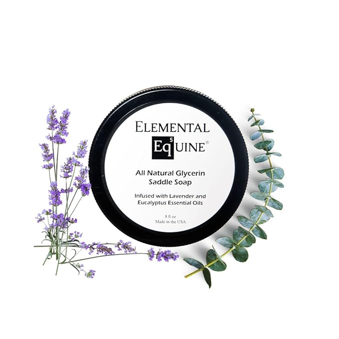 Elemental Equine All Natural Glycerin Saddle Soap 8oz Infused with Lavender and Eucalyptus Essential Oils
