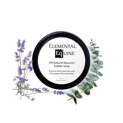 Elemental Equine All Natural Glycerin Saddle Soap 8oz Infused with Lavender and Eucalyptus Essential Oils