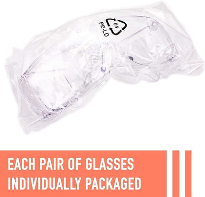 Aqulius OTG Safety Glasses - Fog-Proof & Anti-Fog Polycarbonate Lenses - Low-Profile Safety Goggles Over Glasses & Sideshields - Over-Prescription Protective Eyewear - 24 Pack, Unisex
