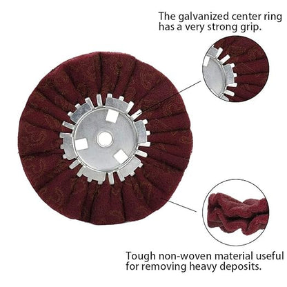 QZATTCAEN 8" Non-Woven Airway Buffing Wheel, 5/8" Arbor Hole | Surface Prep Wheel for Angle Grinder, Ideal for Sanding & Polishing Aluminum, Stainless Steel - 2 PCS