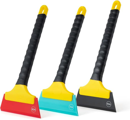NEWISHTOOL 3 PCS TPU Rubber Squeegee with Different Hardness Blade, All Purpose Window Cleaner Tool Snow Scraper Tool Car Squeegfee Vinyl Wrap Tool Window Tint Squeegee Water Remover