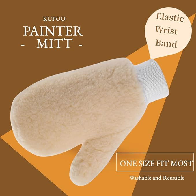 KUPOO Paint Mitt,Painter's Mitt with thumb,Deck Stain Applicator for Painting Cleaning Dusting Waxing Polishing Glove Yellow