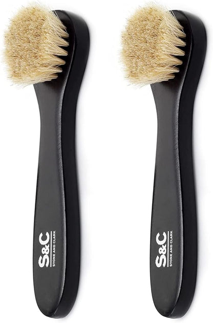 Premium Shoe Polish Brush Set - Horse Hair Brushes, Shoe Polish Applicator for Leather Footwear - Shoe Brushes for Cream & Polish - Made of White Horse Hair & Lotus Wood Handle