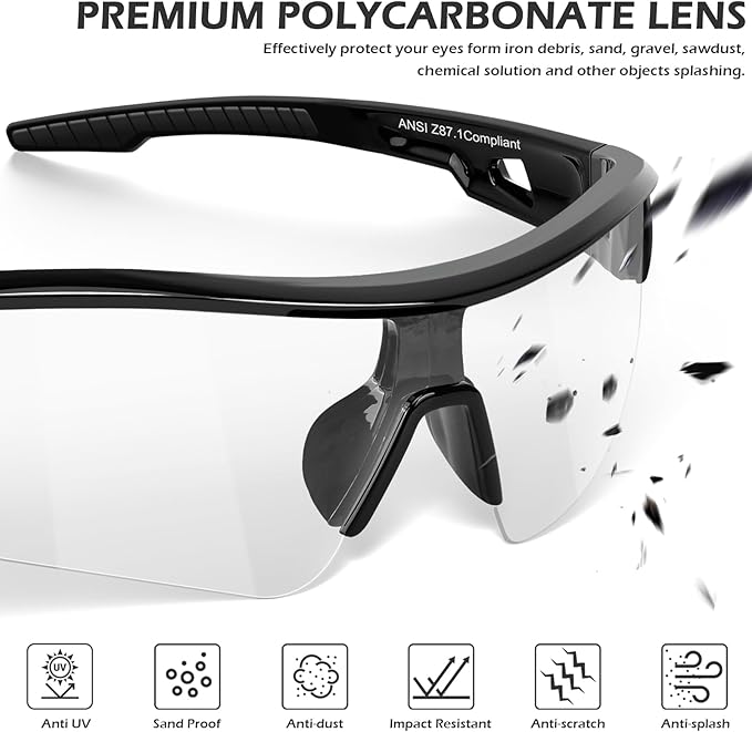 OXG 6 Pack Safety Glasses for Men Women, ANSI Z87.1 Work Glasses Anti Scratch Protective Eyewear with UV400 Protection