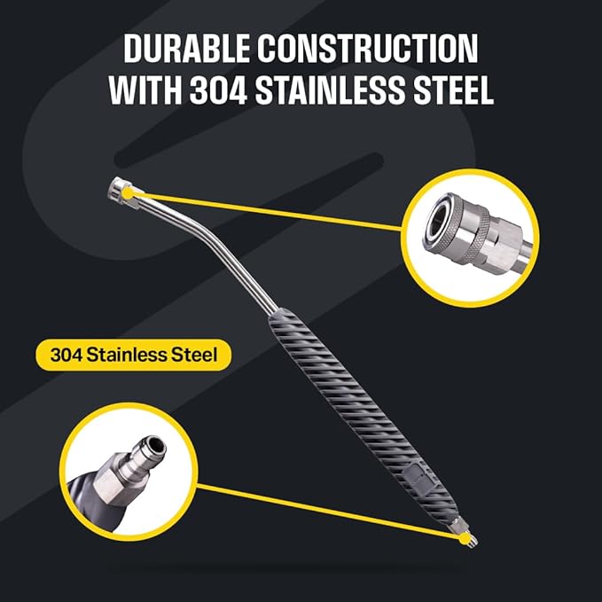 Active Washer Extension Wand for Hard to Reach Areas During car wash at Home and for Professional Detailing - Short Pressure Washer Wand Replacement with 1/4” Quick Connect