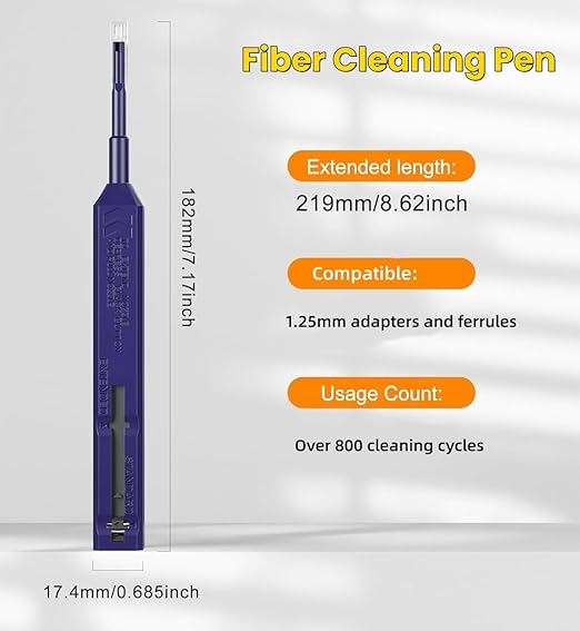 Zenithra Fiber Optic Cleaner,10PCS Fiber Optic Cleaning Pen 1.25mm Ferrules LC/MU FTTH Connector Cleaning Tools with 800+ Times