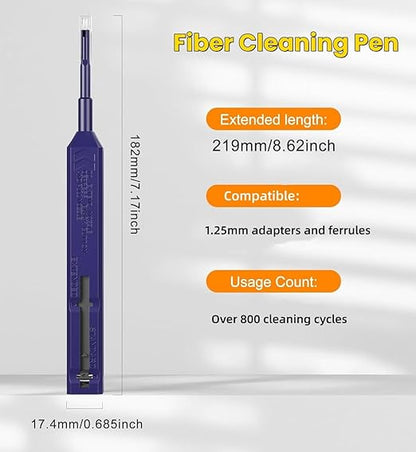 Zenithra Fiber Optic Cleaner,2PCS Fiber Optic Cleaning Pen 1.25mm Ferrules LC/MU FTTH Connector Cleaning Tools with 800+ Times