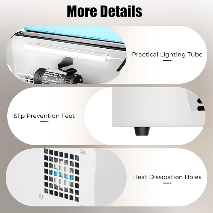 Polishing Buffing Machine, 110V 500W Jewelry Bench Polisher 1/2 HP Adjustable Variable Speed Polishing Buffing Collector with Light Tube for a Store Studio