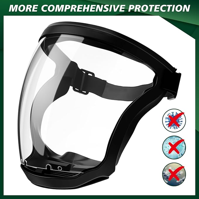 Relaxweex 9 Pack Super Protective Face Shields with Filter Pad for Grinding and Cutting Plastic Full Face Masks Bulk for Woodworking (Black)