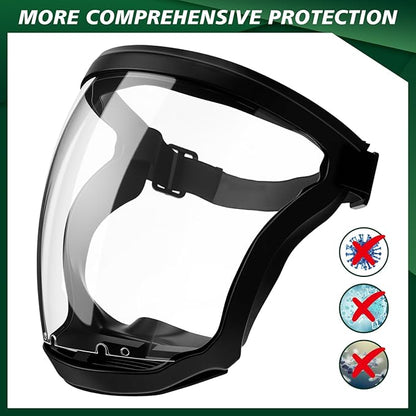Relaxweex 9 Pack Super Protective Face Shields with Filter Pad for Grinding and Cutting Plastic Full Face Masks Bulk for Woodworking (Black)
