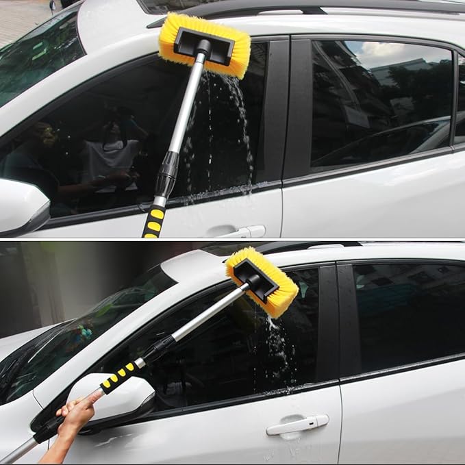 Anyyion 10 Inch Car Wash Brush Head，Soft Bristle, Auto RV Truck Boat Camper Exterior Washing Cleaning (1, Yellow)