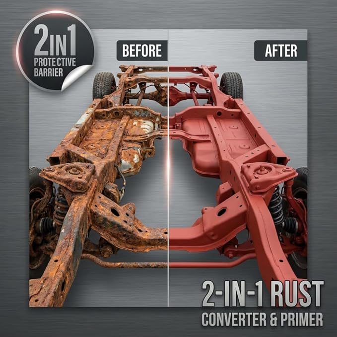 2-in-1 Rust Converter & Metal Primer, Black Rust Inhibitor Paint for Metal, Automotive Rust Reformer, Industrial Grade Water Based, Heat Resistance & UV Resistant. Made in the USA. As Low As ~$0.12 Per Sqft*