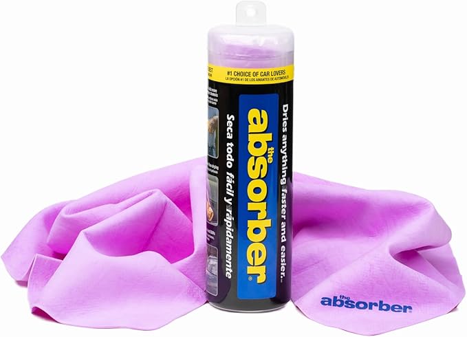 The Absorber® Large 27-Inch x 17-Inch - Synthetic Premium Drying Chamois Cloth for Car - Super Absorbent, Scratch-Free and Washable (Purple)