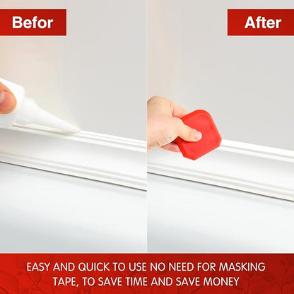 Outus 2 Pieces Caulking Tool Set Silicone Sealant Grout Tool for Kitchen Bathroom Floor Sealant Sealing(Red)