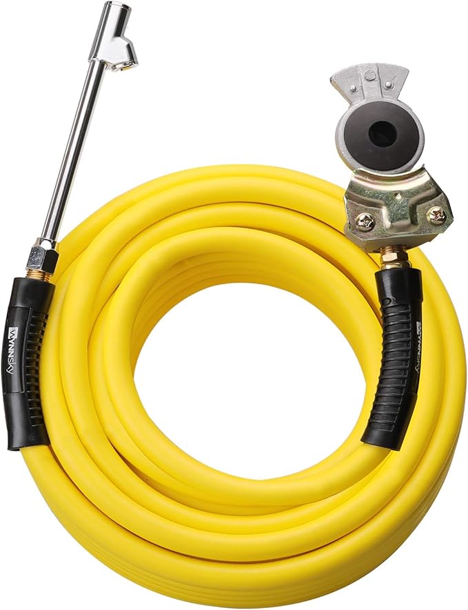 WYNNsky Truck Inflator Kit, 3/8''×50ft Hybrid Air Hose with 1/4''MNPT Endings, Universal Glad Hand&Chuck