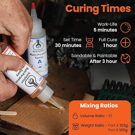 Brampton Multi-Purpose Epoxy, Quick 30-Minute Set, Waterproof 2-Part Epoxy Glue Kit for Tile, Metal, Ceramic, Glass, Wood, Stone, Strong Bonding, Sandable, Paintable Resin, Easy 1:1 Mix, 0.85 oz