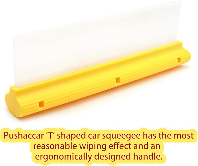 12 Inch Silicone Water Blade Car Squeegee - Pick One-Yellow or Blue Windshield Squeegee, Glass Squeegee, Streak-Free, T-Bar Flexible Fast Drying for Auto Wash, Bathroom, Glass Doors