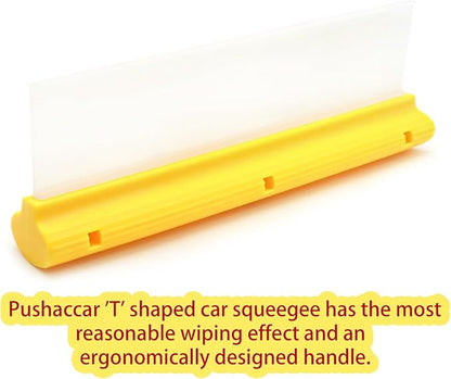 12 Inch Silicone Water Blade Car Squeegee - Pick One-Yellow or Blue Windshield Squeegee, Glass Squeegee, Streak-Free, T-Bar Flexible Fast Drying for Auto Wash, Bathroom, Glass Doors
