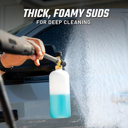Slick Products Wash & Wax (64 oz.) + Pressure Washer Foam Cannon Bundle – Super Concentrated Car Wash Foam Shampoo for Car, Truck, RV, Motorcycle, Trailer, and Boat