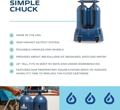 CR Spotless - Simplest RV & Car Wash System, Spotless Rinse Works for All Vehicles, Motorcycles, Bikes, Boats, Planes, Yachts, Deionized Water System - Towel Drying Eliminated (Simple Chuck)
