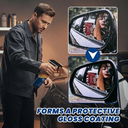 Car Coating Spray, Quick Effect Ceramic Wax Polish, All-in-One Waterless Wash & Scratch Repair Spray, Removes Oil Film, Enhances Gloss & Hydrophobic Protection, 250ml x 3 Pack