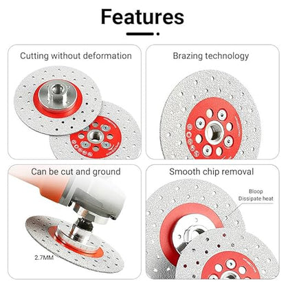 LOZLIN 3PCS 115MM Vacuum Brazed Ultra-Thin Multi-Pore Flat Abrasive Sheet Disc for Porcelain Glass Ceramic Tile Granite Marble Diamond Saw Blade (red and Porous, 1)