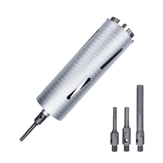 3-1/2 inch Diamond Dry Core Drill Bit, 10" Drilling Depth, 5/8"-11 Thread Core Drill Bit for Concrete Masonry Brick Block, Includes 3 Adapters SDS Plus, SDS Max and Hex (3-1/2 inch)
