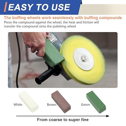 QZATTCAEN 9 Pcs Airway Buffing Wheel Kit 8 Inch Polishing Wheel and Polishing Compound for Angle Grinder Buffing Rake Buff Safety Flange Aluminum Polishing Kit 8" in Diameter 5/8" in Arbor Hole
