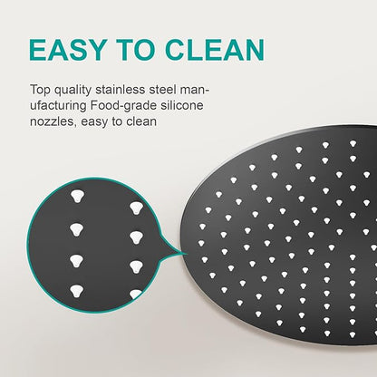 All Metal Rain Shower Head - Heavy Duty Stainless Steel, Easy Install, High Water Flow, Ultra-Thin Modern Design for Bathroom (D-Matte Black, 12)