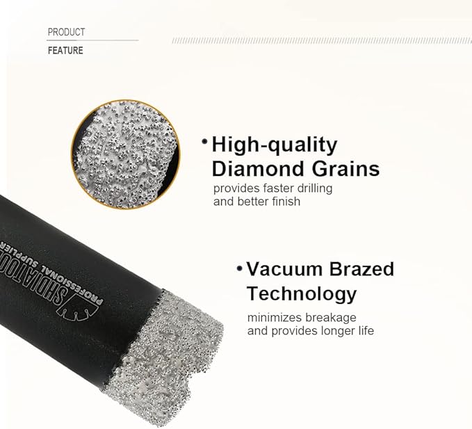 SHDIATOOL Diamond Core Drill Bits 1 Inch for Porcelain Ceramic Tile Marble Brick Vacuum Brazed Hole Saw 25mm