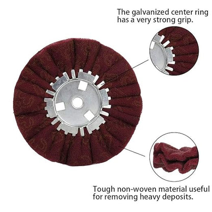 QZATTCAEN 8" Non-Woven Airway Buffing Wheel, 5/8" Arbor Hole | Surface Prep Wheel for Angle Grinder, Ideal for Sanding & Polishing Aluminum, Stainless Steel - 4 PCS