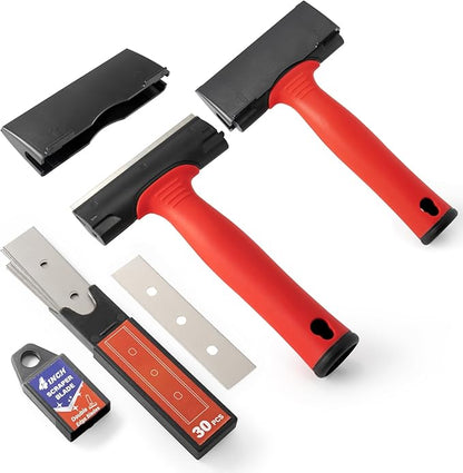 Gomake 4 Inch Razor Blade Scraper Tool Razor Scraper with Extra Razor Blades Cleaning Scraper Remover for Removal Floor Stove Scraping Labels and Decals Sticker on Car Window Glass (W81)