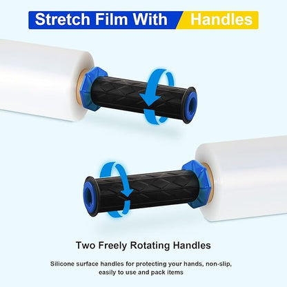 Stretch Film, RAZCC Stretch Wrap Industrial Strength, Shrink Wrap for Pallet Wrap, Heavy Duty Clear Plastic Wrap with Handles, Moving Wrapping Plastic Roll, 15" x 1000 Ft Per Roll, 60 Gauge, 1 Pack