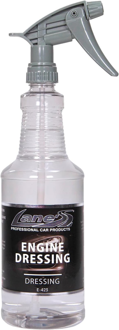 LANE'S Engine Dressing | Professional Engine Bay Cleaner and Protector Shine | Prevents Rubber Hoses Fading and Cracking | Easy to Use, Dust Resistant Degreaser & Detail Spray | 32 oz