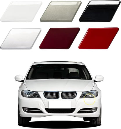 Car Front Bumper Headlight Washer Cover Compatible with BMW 3 Series E90 E91 2009 2010 2011Headlight Washer Nozzles Cover 61677211209 61677211210 Water Spray Cover Sliver Left