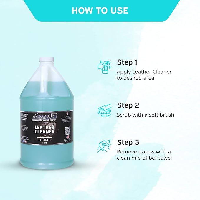LANE'S Leather Cleaner for Car Interior- Leather Protector Spray, Automotive Leather Cleaner- Cleans Leather Pores, Removes Dirt and Grime, Keeps Leather Supple- 1 Gallon
