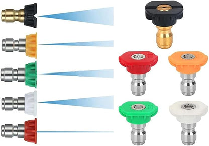 Pressure Washer Spray Nozzle Tip Set with 5 Multiple Degrees Nozzle,Pressure Washer Tips,1/4" Quick Connect, 4000 PSI.2.5 GPM