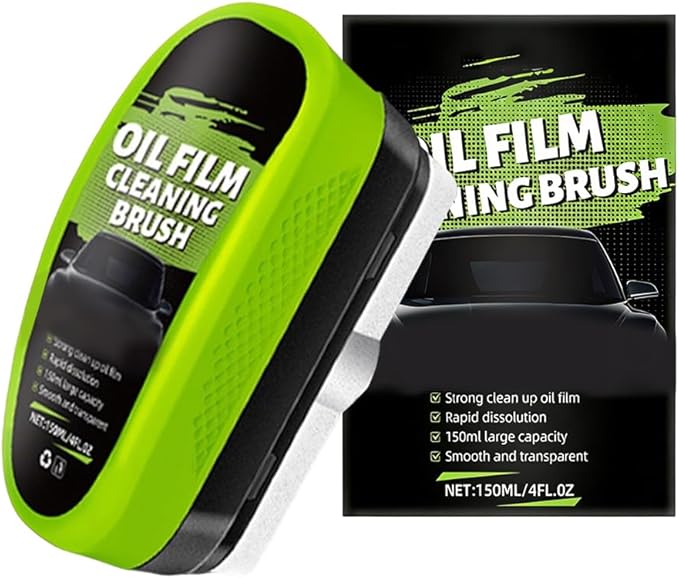 Automotive Oil Film Cleaning Brush, 2026 New Car Windshield Oil Film Remover for Car Windows, Glass Coating Cleaner Board, Anti-Rain Fog, Improves Clarity (1 Set)