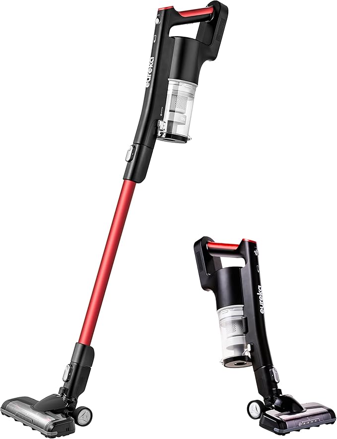Eureka Cordless Vacuum Cleaner, Vacuum Cleaner for Home Rechargeable, Lightweight Stick Vacuum for Hardwood and Pet Hair,Rose Red, NEC101