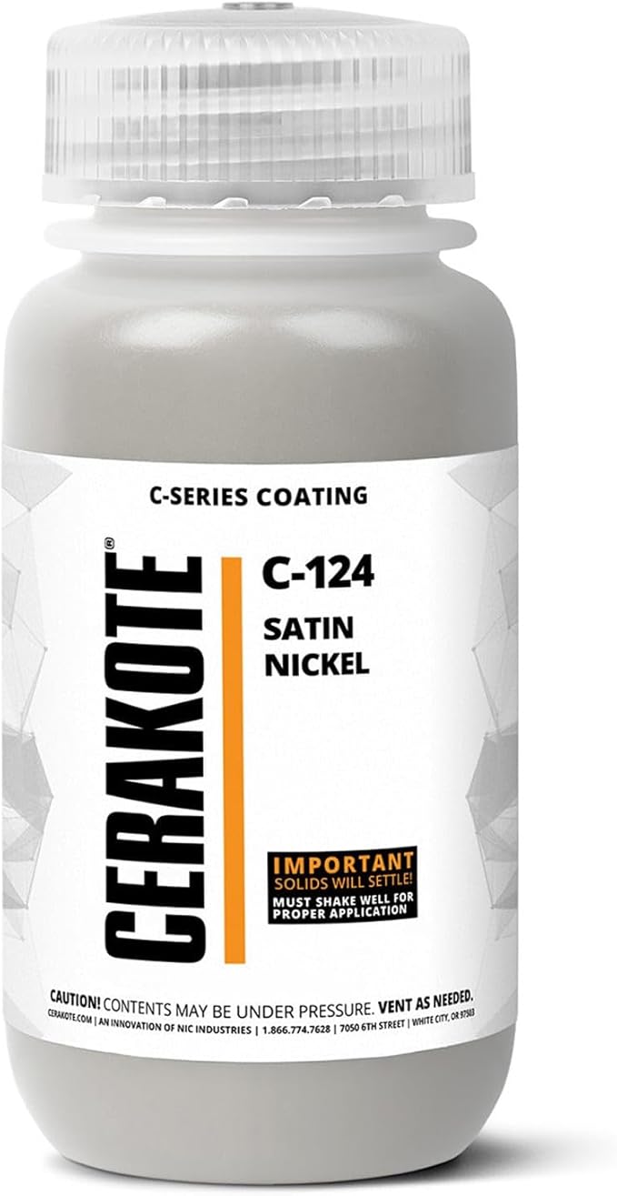 CERAKOTE® ( AIR CURE C-SERIES SATIN NICKEL [ 32oz ] C-124Q Performance Ceramic Technology + Color on All- Metals, Polymers + More